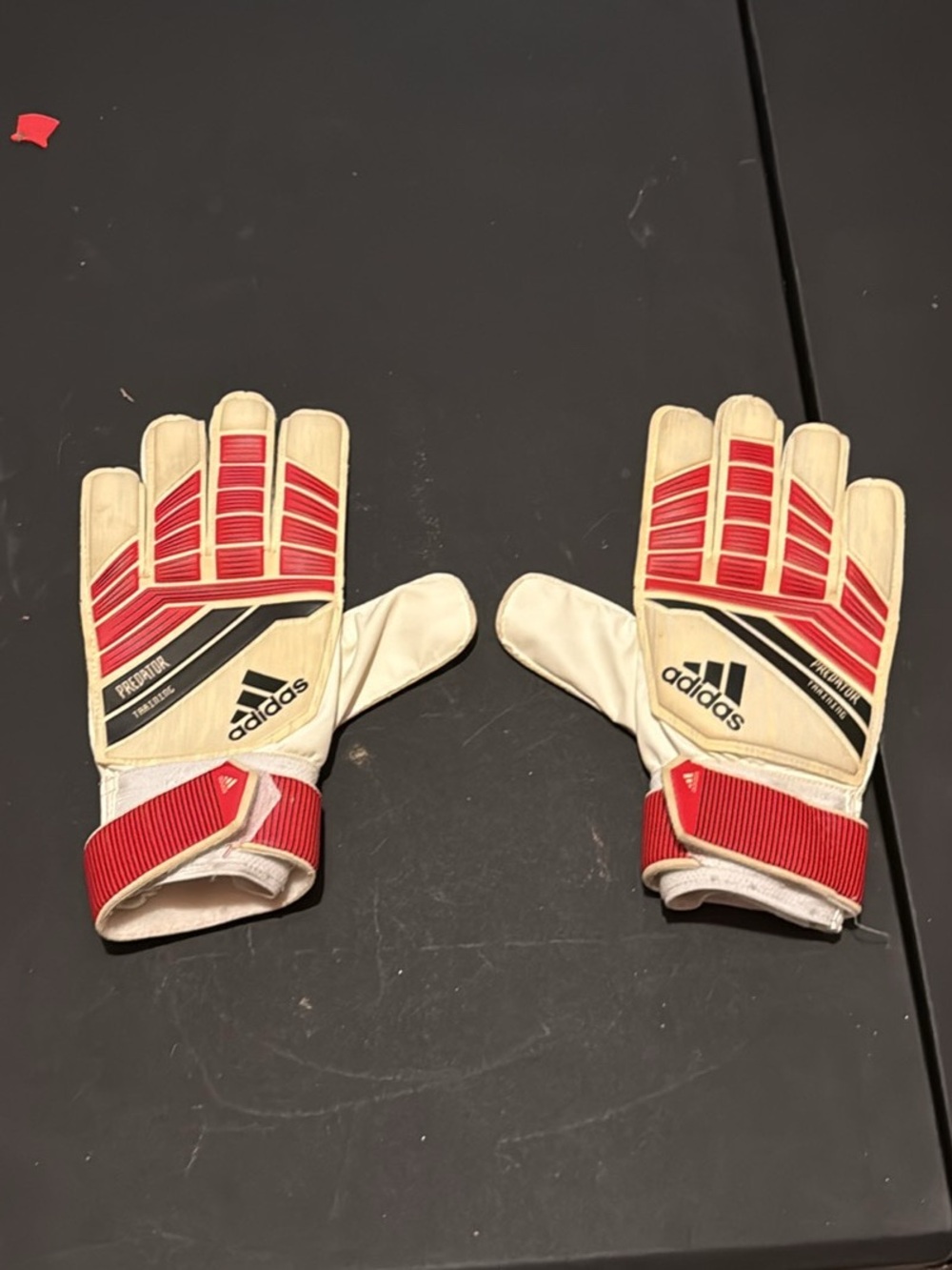 adidas Cream and Red Soccer Goalkeeper Gloves